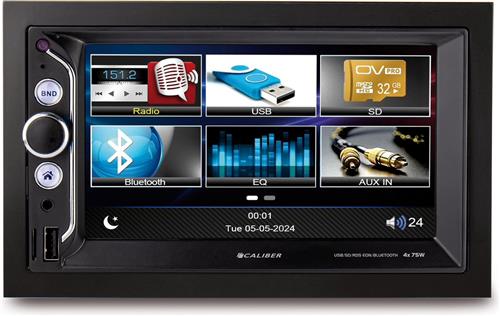 Caliber 2 DIN Autoradio - Bluetooth - Multimedia Autoradio - 6,2" Touchscreen - 2 DIN - Achteruitrijcamera Ingang - Handsfree bellen - iOS & Android Mirror link - USB Oplaadpoort (RMD805BT)