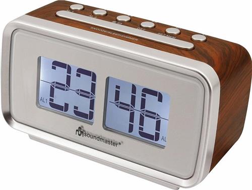 Soundmaster UR105BR - Retro wekkerradio, houtkleur