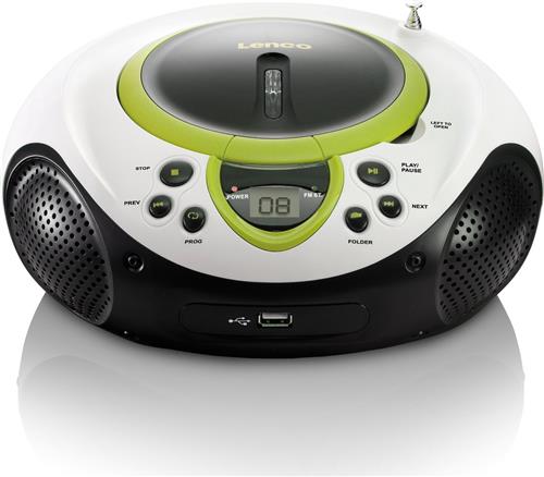 Lenco SCD-38 - Draagbare radio CD speler met USB aansluiting - Wit/Groen