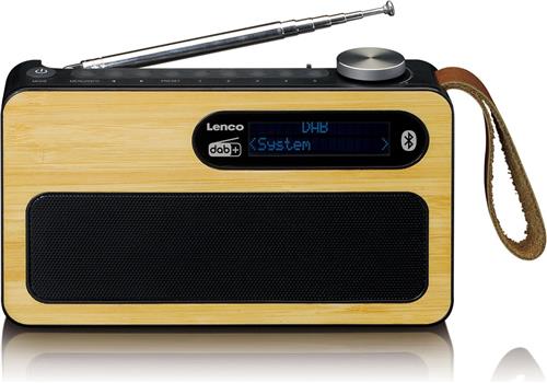 Lenco PDR-040BAMBOOBK - Draagbare DAB Radio met FM, DAB+ en Bluetooth® - Klok en Alarmfunctie - Bamboe-Zwart