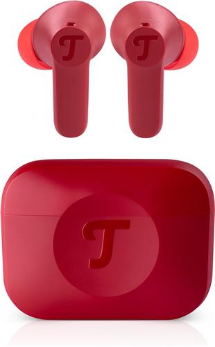 Teufel AIRY TWS 2 | In-ear bluetooth koptelefoon, actieve noise cancelling, draadloze oortjes met oplaadcase , ruby red