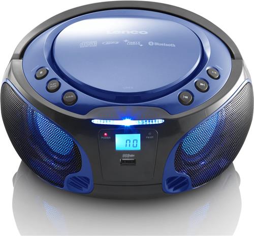 Lenco SCD-550BU - Draagbare radio met Bluetooth® en LED verlichting - Blauw