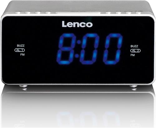 Lenco CR-520SI - Wekkerradio met USB-ingang - Dubbel alarm - Zilver