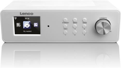 Lenco Keukenradio - Internetradio met FM - Wekker en Weersverwachting op Display - KCR-14 - Wit