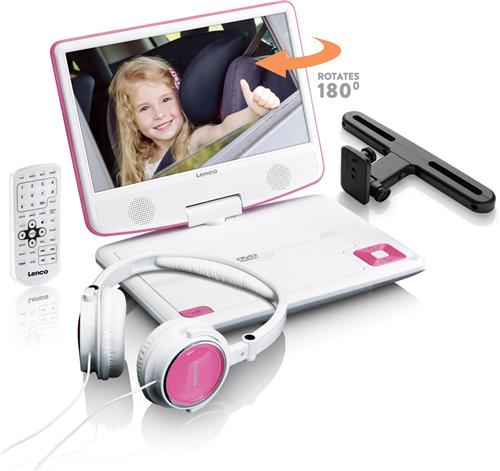 Lenco DVP-910PK - Portable DVD-speler met batterij - 9 inch - Roze