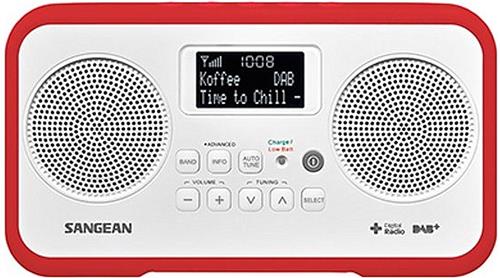 Sangean DPR-77 - DAB Radio - Draagbare Radio met DAB+ en FM - Wit / Rood