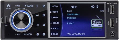 Caliber Autoradio met Bluetooth - DAB - Video afspelen op 4 inch Scherm - 1 DIN - Enkel DIN - Achteruitrijcamera Ingang - Handsfree bellen - USB Lader (RMD402DAB-BT)