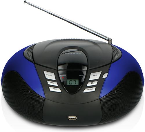 Lenco SCD-37 - Draagbare radio CD speler met MP3 optie en USB - Blauw