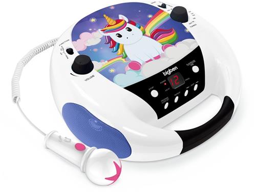 Bigben Draagbare CD-Speler met Microfoon - Eenhoorn/Unicorn - Blauw 2