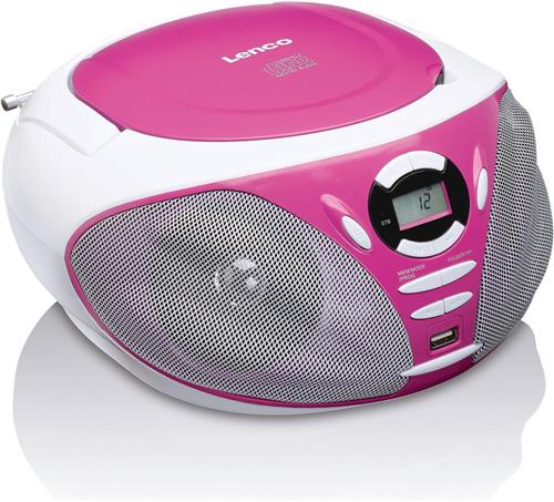 Lenco SCD-300PK - Radio CD speler met AUX-aansluiting - Roze