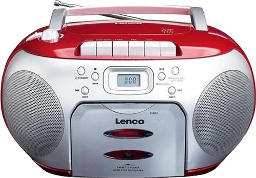 Lenco SCD-420RD - Draagbare radio CD speler met MP3 optie en koptelefoon - Rood