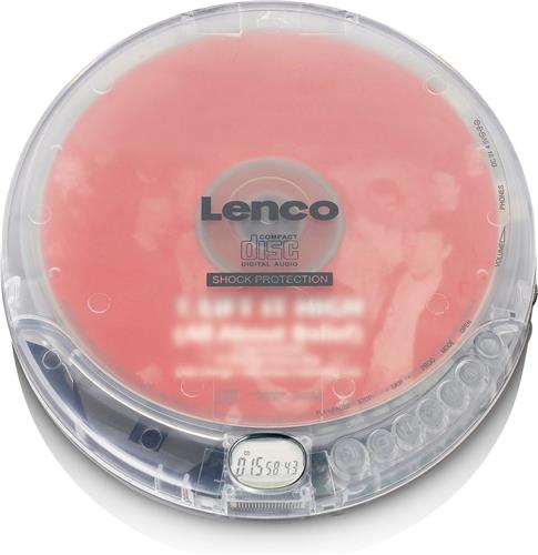 Lenco CD-202TR Discman - Draagbare CD-MP3 Speler met Anti-Shock bescherming - Transparant