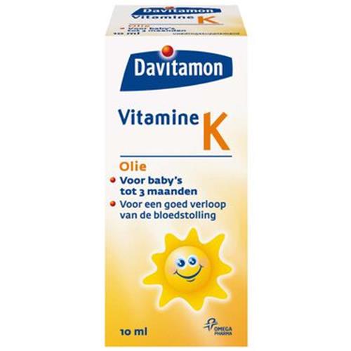 Davitamon Vitamine K Olie - vitamine K baby - speciaal ontwikkeld voor baby’s die nog borstvoeding krijgen - 10 ml