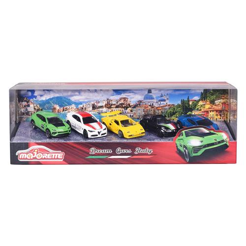 Majorette Dream Cars Italy 5 stuks Giftpack - 7,5cm - Voertuigen - Die-Cast - Vanaf 3 jaar - Speelgoedvoertuig