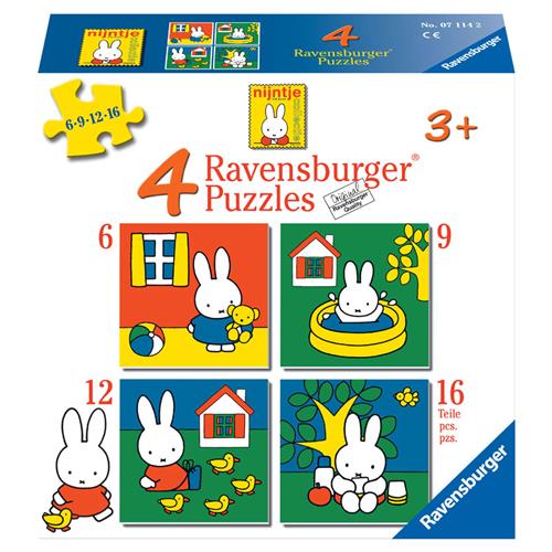 Ravensburger nijntje. vier puzzels -6+9+12+16 stukjes - kinderpuzzel