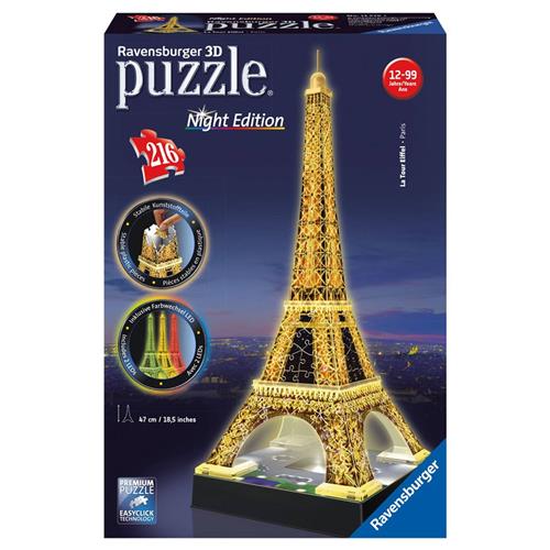 Ravensburger Eiffeltoren Night Edition- 3D puzzel gebouw - 216 stukjes