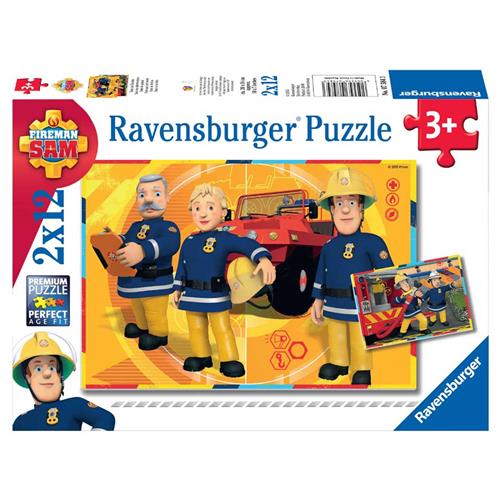 Ravensburger puzzel Brandweerman Sam aan het werk- 2x12 stukjes - kinderpuzzel