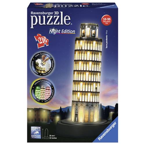 Ravensburger Toren van Pisa Night Edition - 3D puzzel gebouw - 216 stukjes