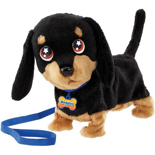 Animagic Waggles Knuffel Hond - Zwart - Interactieve Knuffel - Wandel en communiceer met Waggles