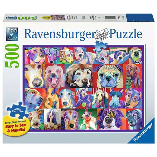 Ravensburger puzzel Kleurrijke honden - Legpuzzel - 500 stukjes