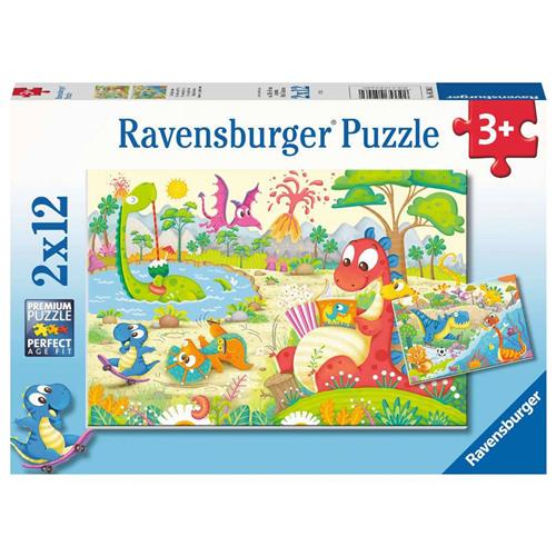 Ravensburger puzzel Lievelingsdino's - Twee puzzels - 12 stukjes - kinderpuzzel