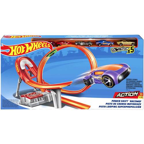 Hot Wheels - Power Shift Racebaan + 5 diecast