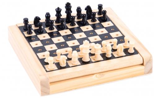 Schaakspel Hout - Reisspel - 12 x 12 cm - Engelhart Games