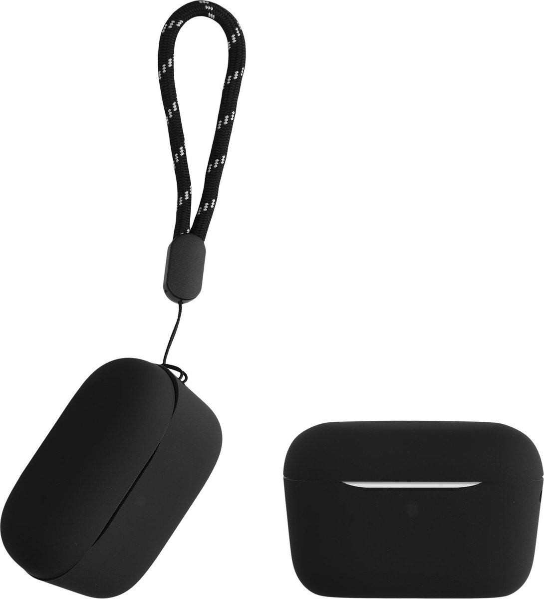2in1 Hülle & Halteband Für JBL Live Pro Plus – Schwarz, Aus Silikon – Schutz & Praktischer Tragekomfort