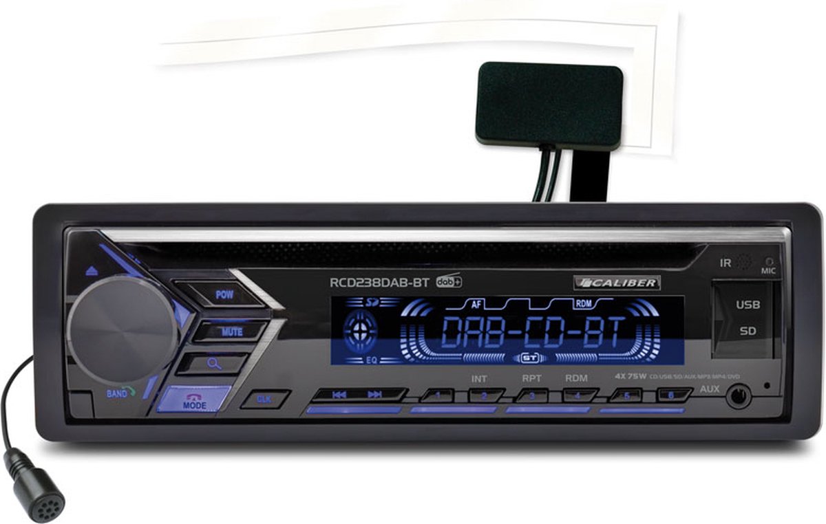 Caliber RMD234DAB-BT autoradio 4 x 75 W DAB , Bluetooth USB, SD, Zwart